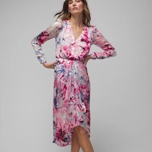White House Black Market Pink and Blue Artistic Dress